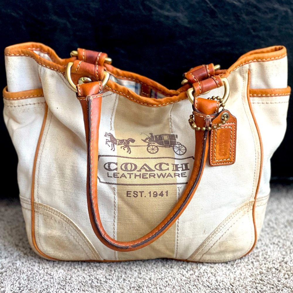 Limited Edition Coach Canvas Leather Tote